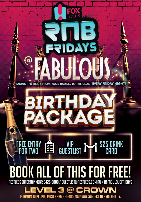 Free Birthday Offer Fox FM RnB Fridays Fabulous Level 3 Crown